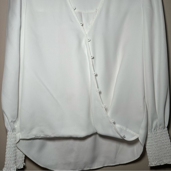 L'AGENCE Ivory Enzo Cross Front Blouse Smocked Cuffs Size XXS - Picture 5 of 16